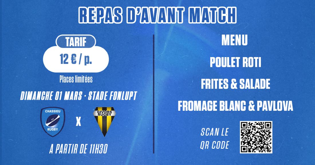 REPAS D&rsquo;AVANT-MATCH CONTRE GIVORS